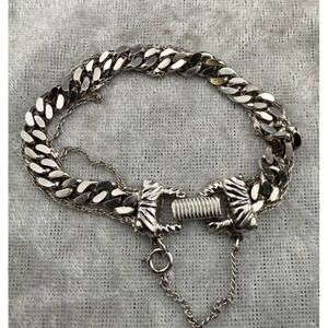 Vintage‎ Goldette Bracelet Silver Tone Signed Chain 6.5"